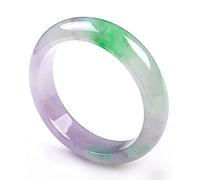 Pulseras de brazalete de jade birmano natural para mujeres, Violetas genuinas Green Jadeite Bracelet for Women For Mother Jewelry Box con certificado (Tamaño: 52 mm)