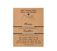 Pulseras de c digo Morse Always Together para mujer, 2 unidades, de plata de ley con cuentas, pulseras de c digo Morse, pulseras a juego con prom