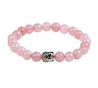 Pulseras de cabeza de Buda de piedra natural hechas a mano Pulsera de cuentas de lava de ojo de tigre Pulseras de joyería para hombres y mujeres, cristal rosa