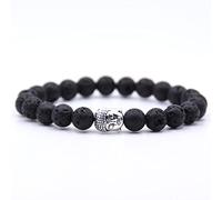 Pulseras de cabeza de Buda de piedra natural hechas a mano Pulsera de cuentas de lava de ojo de tigre Pulseras de joyería para hombres y mujeres, Lava