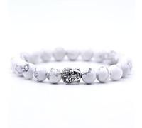 Pulseras de cabeza de Buda de piedra natural hechas a mano Pulsera de cuentas de lava de ojo de tigre Pulseras de joyería para hombres y mujeres, turquesa blanca