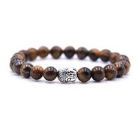 Pulseras de cabeza de Buda de piedra Natural hechas a mano, pulsera de cuentas de Lava de ojo de tigre, Pulseras de joyería para hombres y mujeres, Ojo de tigre