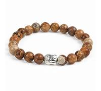 Pulseras de cabeza de Buda de piedra Natural hechas a mano, pulsera de cuentas de lava de ojo de tigre, Pulseras de joyería para hombres y mujeres, piedra de mapa