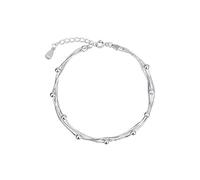Pulseras de cadena de brazalete de plata de ley de moda, pulsera de plata de ley 925 for mujer Brazalete de múltiples capas ajustable Pulsera de cadena de serpiente exquisita Joyería de plata de ley G