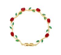 Pulseras de cadena de hojas de árbol de circonita dulce para mujer, románticas, de colores, con flores, plantas, ajustables, uso diario casual, talla única, Metal, No es una piedra preciosa