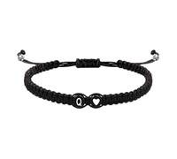 Pulseras de corazón con inicial, pulsera trenzada de 26 letras con diseño de corazón, pulsera trenzada con cordón, pulsera con dije de inicial de 26 letras, ajustable para mujeres y hombres, Refer to