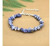 Pulseras De Cuarzo Rosa Natural Pulsera Pulsera De Cristal Con Cierre De Langosta Para Niñas Womem,Punto Azul,Ajustable