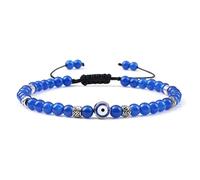 Pulseras De Cuentas Ajustables 4 Mm Mini Tiger Eye Stone Onyx Black Lava Agates Pulsera Con Cuentas Charm Wrist Jewelry,Azul S