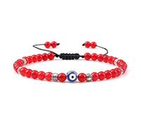 Pulseras De Cuentas Ajustables 4 Mm Mini Tiger Eye Stone Onyx Black Lava Agates Pulsera Con Cuentas Charm Wrist Jewelry,Red S