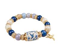 Pulseras de cuentas de colores inspiradoras y elásticas con cuentas de piedras preciosas para fuerza, esperanza y alegría, bendiciones de primavera, joyería para mujeres, mamá, amigas, 4x3cm, Metal