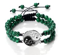 Pulseras de cuentas de dragón Tai Chi de 6 mm con piedra de ojo de tigre, pulseras trenzadas a juego, joyería de oración para parejas, malaquita