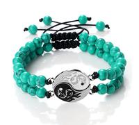 Pulseras de cuentas de dragón Tai Chi de 6 mm con piedra de ojo de tigre, pulseras trenzadas a juego, joyería de oración para parejas, color verde