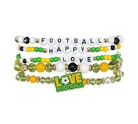 Pulseras de cuentas de fútbol - Juego de joyas deportivas unisex, accesorios para fanáticos del día del juego para padres, entrenadores y jugadores, pulseras de espíritu de equipo para partidos y