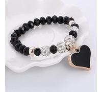 Pulseras de cuentas de joyas de encanto, brazaletes de cuentas de plantillas negras con faceta natural, brazaletes de colgante de corazón negro, pulsera de cristal elástica joyería de cristal para