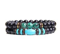 Pulseras de cuentas de ónix negro mate para mujeres y hombres, 8 mm, piedra imperial de madera de 2 piezas/juego de pulseras vintage Homme, FD1958,19 cm