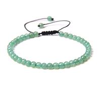 Pulseras de cuentas de piedra de labradorita natural de 4 mm para hombre, pulsera de cuerda negra, ajustable, joyería para mujer, aventurina verde