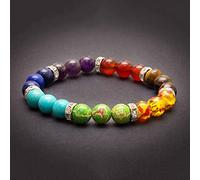 Pulseras de cuentas de piedra natural de 7 Chakras Yoga equilibrio Buda oración pulseras elásticas para hombres y mujeres Pulseira Masculina,7 Chakra