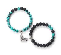 Pulseras de cuentas de piedra natural de 8 mm con forma de corazón romántico, con imán y cuerda elástica para mujeres y hombres, joyería de moda, regalo, juego de 20