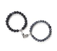 Pulseras de cuentas de piedra natural de 8 mm con forma de corazón romántico, con imán y cuerda elástica para mujeres y hombres, joyería de moda, regalos, juego de 10
