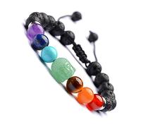 Pulseras de cuentas hechas a mano de Lava multicolor étnico, pulsera de Buda de piedra natural para hombres, pulsera de Yoga de 7 chakras para mujer, cuerda de joyería