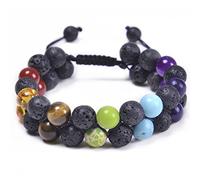 Pulseras de Cuentas para Hombre Ojo de Tigre Cristal Energía 8 mm Estiramiento 7 Chakra Pulseras de Piedra Natural