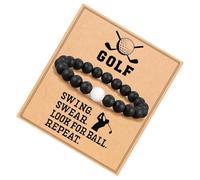 Pulseras de cuentas para hombres - Cadena de cuentas motivacionales de hockey de golf, joyería para hombres, favores de fiesta | Stuffers de Stocking Cumpleaños Regalo de Navidad Funcional Múltiples
