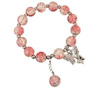 Pulseras de cuentas para mujer, pulsera de cuentas de cristal, pulsera de cuentas de mariposa, pulsera de cuentas de mariposa para mujer, collar y aretes para niñas, talla única, Vidrio, No es una