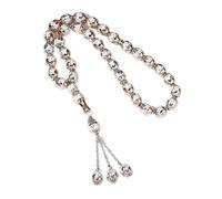 Pulseras de cuentas, Pulsera islámica de cuentas oración Tasbih for mujeres y hombres, multicolor(White)