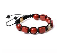 Pulseras de Cuentas, Pulseras Trenzadas Red Red Jasper Beads Gold Rectangle Poste de Cristal Pulsera de Cristal Ajustable Joyería de Cristal para Hombres Mujeres