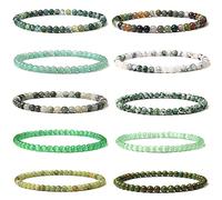 Pulseras De Cuentas Verdes De 4MM Para Mujeres Y Hombres, Pulsera Y Brazalete De Piedra Natural Con Cuentas Pequeñas De Cristal Azul, Joyería De Yoga Hecha A Mano,Piedra De Sangre De Dragón,17cm