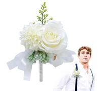 Pulseras de cuerda, botones de flores dobles con ojales, decoraciones de boda para recepción, Boutonniere rosa para hombres, hilo rosa - ramillete para el baile de graduación, matrimonio rústico