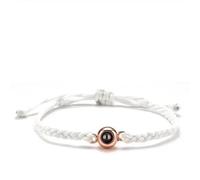 Pulseras de cuerda trenzada personalizadas para mujeres y hombres, pulsera de proyección con imagen de pareja familiar en el interior, regalo de joyería, Adjustable, Piedra, Piedra