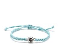 Pulseras de cuerda trenzada personalizadas para mujeres y hombres, pulsera de proyección con imagen de pareja familiar en el interior, regalo de joyería, Adjustable, Piedra, Piedra