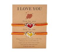 Pulseras de cuerda trenzadas a juego simple hechas a mano con amor corazón pareja de relación, pulseras de cuerda negra y roja tejida rosada Promise Aniversario San Valentín pulsera para mujer reina,