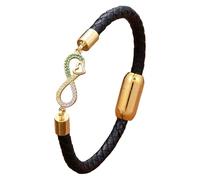 Pulseras De Cuero Para Mujer, Pulsera De Cuero Antiguo Con Dije De Corazón De Amor Infinito Y Amistad Con Circonita Cúbica, Brazalete Trenzado Hecho A Mano, Regalo De Cumpleaños, Estilo 4, 19 Cm
