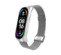 Pulseras De Fiesta para Correa de diseño para Mi To Metal Mesh 6 con Correa de Hebilla Reloj de Banda Reemplazar Accesorios de Pulsera Inteligente Pulseras (Silver, One Size)