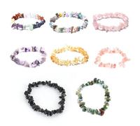 Pulseras De Grava De 8 Piezas, Pulseras De Chakra De Cristal, Pulseras De Piezas De Cristal Irregulares, Joyería De Pulsera De Grava, Pulseras De Piedras Preciosas, Pulseras De Cristal De Moda