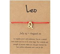 Pulseras De Hilo Rojo Para Mujeres Y Hombres Pulsera De 12 Constelaciones Pulsera De Buena Suerte Pulseras Ajustables De Astrología Zodiaco Regalos De Joyería Para Niñas Adolescentes,Leo,Ajustable