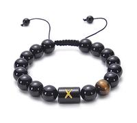Pulseras de joyería de Piedra Natural de 10 mm, Letra A para él y para Ella, Pulsera de Perlas, Gran Idea de Regalo, Hecha a Mano - 18 cm