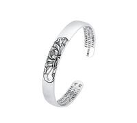 Pulseras de Loto de Sutra del Corazón Tibetano para Las Mujeres de los Hombres Regalo de la Joyería de las Pulseras de la Buena Sutra de Color de Plata de la Vendimia Convenient And Clever