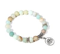 Pulseras de loto para mujeres y hombres, pulsera de 7 chakras, pulsera de piedra natural, mariposa y arco iris, hecha a mano, amazonita, 17 cm