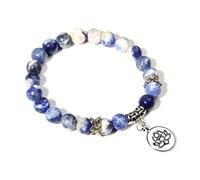 Pulseras de loto para mujeres y hombres, pulsera de 7 chakras, pulsera de piedra natural, mariposa y arco iris, hecha a mano, sodalita, 23 cm