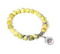 Pulseras de loto para mujeres y hombres, pulsera de 7 chakras, pulsera de piedra natural, mariposa y arco iris, hecha a mano, howlita amarilla, 21 cm