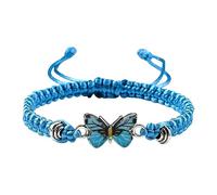 Pulseras de mariposa para pulseras de mariposa de cuerda ajustable para mujer, bonitas pulseras de mariposa, collar de perlas, One Size, Cuerda de alambre, Sin piedra preciosa