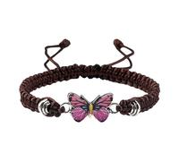 Pulseras de mariposa para pulseras de mariposa de cuerda ajustable para mujer, bonitas pulseras de mariposa y aretes de doble cadena, talla única, Cuerda de alambre, No es una piedra preciosa
