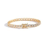 Pulseras de mujer. Pulseras de tenis brillantes de 4 * 4 mm for mujer, chapadas en oro de 18 quilates, pulsera clásica de diamantes de imitación, pulseras cuadradas con circonita cúbica for mujer, pul