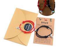 Pulseras De Pareja Corazón Magnético - Pulsera De Amor De Pareja - Pulsera Con Colgante De Cuentas Luminosas | Pulsera De Medio Corazón Con Cuentas Brillantes De Dinosaurio Para Graduación | Pulsera B