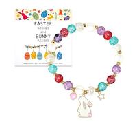 Pulseras de Pascua para mujeres, linda pulsera de estiramiento de conejos de conejito, cuentas de vidrio coloridas impermeables y pulseras de cerámica suave, rellenos de canasta de Pascua. Rellenos