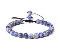 Pulseras De Piedra Mineral Natural De 6MM Para Mujeres Y Hombres, Pulsera Trenzada De Cristal, Amatistas, Citrinos, Chakra, Joyería De Meditación,piedra De Punto Azul