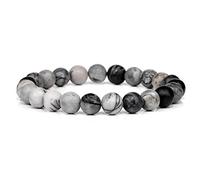 Pulseras de Piedra Natural Amethysts Tiger Eye 8 mm Pulseras de Cristal para Hombres Joyas de Cuarzo para Mujeres, 32.Opal, 21 cm Hogar (Color: 31. Black Picasso, Tamaño: 19cm)